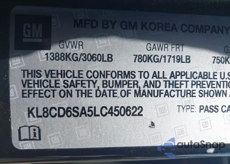 2020 Chevrolet Spark Fwd 1Lt Automatic from USA, damaged, VIN KL8CD6SA5LC450622